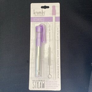 🥶Expandable Straw-Reusable Stainless Steel w/brush & case (NWT!)